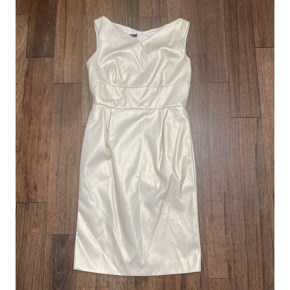 Escada Couture Cream Gold Knee Length Silk Dress Women’s Size 40 - Picture 1 of 4